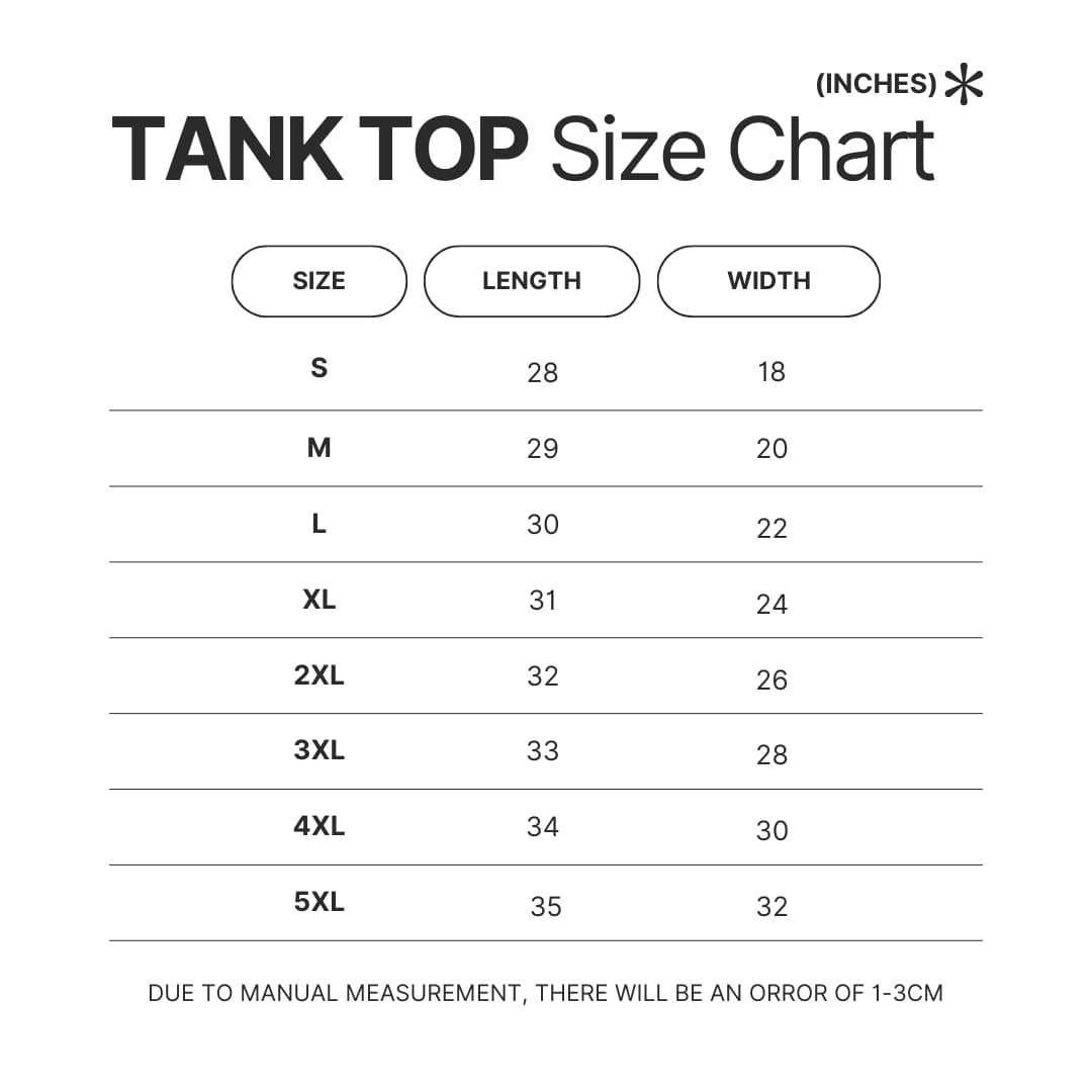 Tank Top Size Chart - Dark Souls UK Store