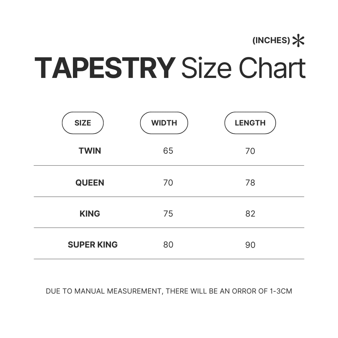 Tapestry Size Chart - Dark Souls UK Store