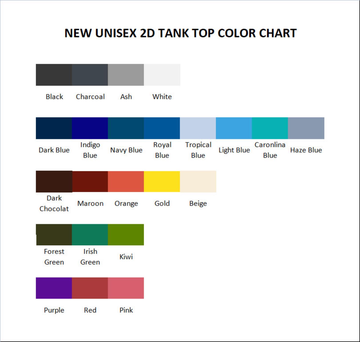 tank top color chart - Dark Souls UK Store
